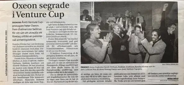 Oxeon wins Venture Cup 2003